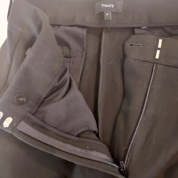Theory High Waisted Wide Leg Black Pants Size 12 - Picture 6 of 14